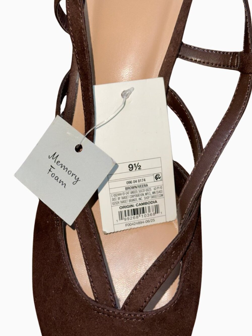 NWT A New Day Brown Faux Suede Pointed Toe Louis Slingback Heel Pumps Size 9.5 - Picture 9 of 9
